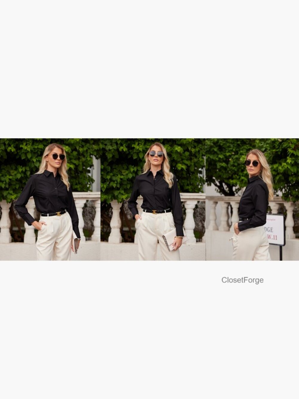 Women's Button Down Shirt Long Sleeve Wrinkle Free Blouse - Picture 6 of 7